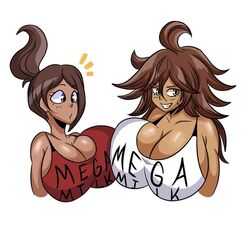 2020 2girls akane_owari aoi_asahina asahina_aoi breast_envy cleavage danganronpa female_only huge_breasts mega_milk multiple_girls nathanatwar owari_akane smooth_skin tank_top whateverdoes