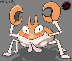 2020 animal_genitalia animal_penis arthropod blush crab crustacean decapoda digital_media_(artwork) diphallia diphallism erection feral generation_1_pokemon genitals hi_res krabby malacostracan male male_only marine multi_genitalia multi_penis nintendo penis pokemon rapistwerewolf simple_background solo video_games