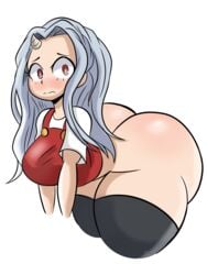 1girls absurd_res aged_up alternate_breast_size ass big_ass big_breasts breasts butt eri_(my_hero_academia) female female_only grey_hair high_resolution horn huge_ass massive_ass my_hero_academia nathanatwar nervous pale_skin red_eyes shortstack shy simple_background solo solo_female thick_ass thick_thighs thighhighs whateverdoes white_background wide_hips