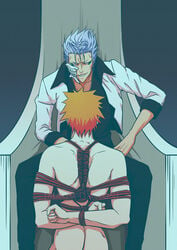 2boys bleach bondage domination grimmjow_jaegerjaquez ichigo_kurosaki male male_only shapooda suggestive suggestive_look uncensored