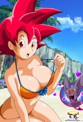 1girls beach beerus big_breasts bikini breasts chaosknight_1 crossgender dragon_ball dragon_ball_super female female_goku genderswap god_of_destruction goky large_breasts light-skinned_female light_skin love mature milf mother nipples_visible_through_clothing red_eyes red_hair rule_63 saiyan seductive shounen_jump son_goku spiky_hair super_saiyan super_saiyan_god tomboy voluptuous