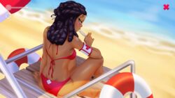 armband beach dark-skinned_female fap_ceo ice_cream life_preserver lifeguard nutaku public zoe_(fap_ceo)