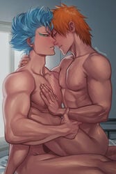 2boys bleach gay grimmjow_jaegerjaquez ichigo_kurosaki male male/male male_only romantic romantic_couple romantic_sex shapooda uncensored yaoi