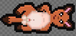 after_vore animal_genitalia animated balls belly belly_rub big_belly canid canine digital_media_(artwork) feral fox genitals gif high-angle_view lying male mammal nude on_back penis penis_tip pixel_art sheath short_playtime solo vore vorochi