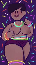 1girls big_ass big_breasts chubby dark_hair dark_skin female half_naked imhelplesss lights rave short_hair thick_thighs