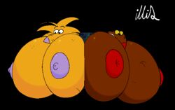 2boys angry_beavers areolae black_background breasts daggett erect_nipples genderswap hyper hyper_breasts illis inverted_nipples large_areolae large_nipples male male_only male_with_breasts male_with_male nickelodeon nipples norbert nude rule_63 stuck stuck_in_window