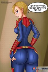 1girls 2019 alternate_outfit alternate_version_available apple_butt ass ass_focus avengers avengers:_endgame bankaipacay blonde_hair blue_eyes bubble_ass bubble_butt butt_shot captain_marvel carol_danvers dialogue female female_superhero light-skinned_female light_skin looking_at_viewer looking_off_screen marvel marvel_comics mature mature_female mature_woman offscreen_character offscreen_male pawg round_ass seductive seductive_eyes seductive_gaze seductive_look solo solo_female speech_bubble superhero superheroine waist wide_hips you_got_something_for_me?