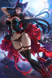 black_hair black_lingerie black_panties female_only gate_-_jieitai_ka_no_chi_nite_kaku_tatakaeri rory_mercury sakimichan stockings