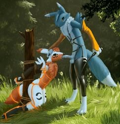 anthro bondage bondage bound digimon digimon_(species) duo fellatio hi_res lemurlemurovich male male/male oral penile renamon sex