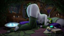 2020 3d ass big_ass black_eyes blizzard_entertainment breasts druid_(warcraft) elf feet female female_only green_hair lualin night_elf original_character pinup qukiki stockings teldrassil_banner warcraft world_of_warcraft