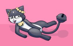 bell bodily_fluids domestic_cat felid feline felis female feral gau_(artist) genitals hi_res mammal masturbation nintendo nude open_mouth pokémon_(species) pokemon pussy rinrin rynring simple_background smile solo tongue video_games wet