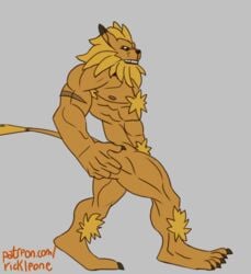 animated barazoku digimon digimon_(species) felid gif hi_res leomon lion loop male male_only mammal muscular muscular_male pantherine rickleone short_playtime solo solo_male walk_cycle