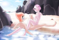 beach breasts feet female female_only lesbian nipples outdoor_nudity outdoor_sex outdoors pearl_(steven_universe) pink_pearl_(steven_universe) pubic_hair pussy scissoring slackerburst small_breasts steven_universe tagme tribadism yuri