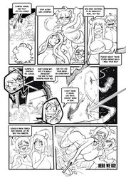 breasts comic dialogue dumfer_(skarp_world) english_text gerph monochrome skarp_world tagme text