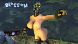 1girls 3d 3d_(artwork) bl0ssom breasts commission female female_only fempyro flower_crown gas_mask gloves happy human human_female human_only nude pointing pyro saw sfm solo source_filmmaker standing team_fortress_2 valve