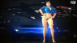 1girls 3d 3d_(artwork) abs asian asian_female bare_legs bare_midriff big_breasts blender bracelet breasts brown_eyes brown_hair busty capcom car chun-li chun-li_(cover_girl) cleavage cropped_jacket earrings eyeshadow female female_focus female_only g-string generalbutch high_heels hourglass_figure huge_breasts jacket long_hair muscular_female muscular_thighs naughty_face navel pinup pinup_pose pose posing seductive sleeves_rolled_up solo standing street_fighter thick_thighs thong tied_hair wide_hips