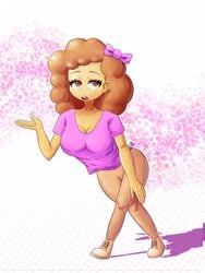 ass big_breasts big_hair bow clothed hairball_(object_cringe) humanized no_panties no_pants object_cringe object_shows solo thick_thighs