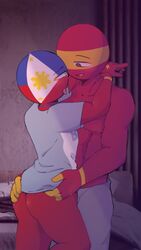 2boys ass_focus bottom bottomless countryhumans duo gay hug male/male philippines_(countryhumans) porn red_body spain_(countryhumans) stickman yaoi