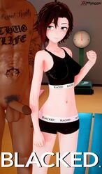 1boy 1girls 3d arrancon big_penis blacked blacked_clothing dark-skinned_male dark_skin english_text female interracial koikatsu male penis ruby_rose rwby text