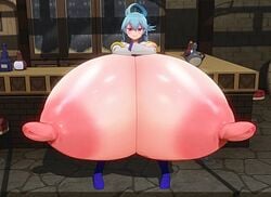 3d aqua_(konosuba) breast_expansion breasts exposed_breasts gigantic_areola gigantic_nipples hyper hyper_breasts kono_subarashii_sekai_ni_shukufuku_wo! long_nipples lumenmilkstein