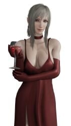 1girls 3d aranea_highwind dress female_only final_fantasy final_fantasy_xv grey_hair holding_object lazyprocrastinator looking_at_viewer pale-skinned_female solo square_enix