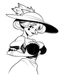 big_breasts bra breasts busty cheek_markings disney eclipsa_butterfly eyelashes eyeshadow female females_only goth groove1121 large_breasts looking_at_viewer looking_to_the_side monochrome navel presenting_breasts pushup_bra seductive star_vs_the_forces_of_evil sunhat wide_hips