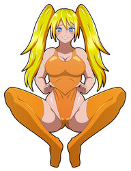 1girls big_breasts blonde_hair blue_eyes blush breasts busty canon_genderswap cleavage clenched_teeth clothing curvaceous curvy curvy_figure female female_only fully_clothed gender_transformation genderswap genderswap_(mtf) grin large_breasts legs legwear light-skinned_female light_skin long_hair naruko naruto naruto_(series) naruto_shippuden nipple_bulge one-piece_swimsuit pale-skinned_female pale_skin pose posing rule_63 sexy_no_jutsu sitting sleeveless_shirt smile smiling solo solo_female solo_focus susuki_hg swimsuit teeth thick_thighs thighhighs thighs tied_hair toes twintails uzumaki_naruto voluptuous whisker_markings whiskers whistle white_background wide_hips yellow_hair