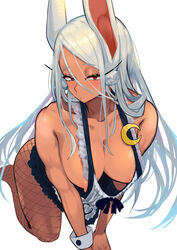 animal_ears big_ass big_breasts blush bunny_ears cute long_hair looking_at_viewer maid maid_headdress maid_uniform miruko my_hero_academia no_bra pantyhose red_eyes rumi_usagiyama sakurai_energy shiny_skin visible_nipples