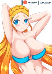 bad_censor big_breasts breath_of_the_wild censored covered_nipples covering demigoddess female female_focus female_only long_hair luex nintendo princess_zelda solo solo_female solo_focus the_legend_of_zelda zelda_(breath_of_the_wild)