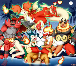 anthro blaziken bodily_fluids burning charizard cinderace claws cum cum_inside delphox ejaculation elemental_manipulation emboar evergreen_tree feet female female/female fire fire_manipulation genital_fluids grin group hi_res humanoid humanoid_feet incineroar infernape male moon nintendo no893 open_mouth orgasm orgasm_face palm_tree pokemon pokemon_(species) pokemon_bw pokemon_dppt pokemon_gsc pokemon_rgby pokemon_rse pokemon_sm pokemon_ss pokemon_xy smile star stick straight summer sun sunset telekinesis tree typhlosion video_games water