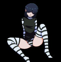 aged_up aiden_abadeer bangs black_hair breasts clothes clothing female female_only goth goth_girl gothic hair_over_eyes lucy_loud no_shoes older panties shirt solo solo_female solo_focus spread_legs spreading stockings striped_legwear striped_panties striped_stockings striped_thighhighs the_loud_house thick thick_thighs thigh_highs thighhighs thighs