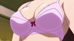 16:9_aspect_ratio 1girls animated blush bra breast_grab breasts brown_hair cleavage female female_only grabbing groping high_resolution large_breasts large_filesize lingerie mitsuki_sohara mp4 no_sound official_copyright pink_bra ribbon screencap sora_no_otoshimono tagme underwear video