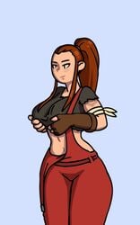 2d animated areolae big_breasts blizzard_entertainment breasts brigitte chelodoy female female_only flashing large_breasts looking_at_viewer nipples overwatch presenting shirt_lift smooth_animation solo tattoo