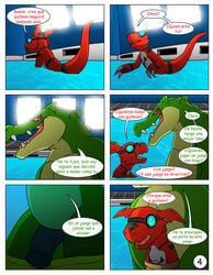 anal anthro anus comic crocodile crocodilian crocodylid digimon digimon_(species) digital_media_(artwork) dragon duo explicitly_stated_nonconsent forced furry_only genitals guilmon hector21314 hi_res male male/male male_penetrated male_penetrating male_penetrating_male no_humans penetration penis rape reptile scalie spanish_text speech_bubble spread_anus spreading swimming_pool text translated water