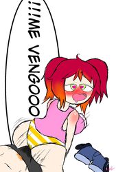 abby_(fnafhs) chubby chubby_female fnafhs fnafhs_z3ro from_behind from_behind_position heart-shaped_pupils red_hair spanish_text