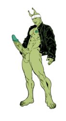 5_toes abs alien balls big_penis bottomless class_comics green_skin leather_jacket locus male_only muscular_male patrick_fillion pecs prostitute sektan solo solo_male veiny_penis