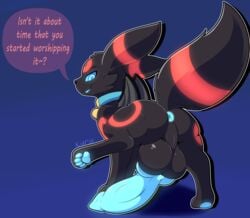 absurd_res animal_genitalia animal_penis anus ass balls bat_wings big_balls big_penis black_fur blue_anus blue_eyes blue_pawpads blue_penis blue_tongue canid canine canine_penis cocknosis collar cosmic_umbreon dialogue digital_media_(artwork) eeveelution english_text erection fan_character feral fur genitals glowing glowing_eyes glowing_genitalia glowing_markings glowing_pawpads glowing_penis hi_res huge_balls huge_cock hyper hyper_balls hyper_genitalia hyper_penis hypnosis hypnotic_eyes hypnotizing_viewer kaikaikyro knot looking_at_viewer looking_back male male_only mammal markings membrane_(anatomy) membranous_wings mind_control nintendo pawpads paws penis pokémon_(species) pokemon rear_view red_markings simple_background smile solo text tongue umbreon video_games wings