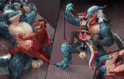 absurd_res after_orgasm alligator alligatorid anal anal_sex animal_genitalia animal_penis anthro anthro_on_anthro anthro_penetrated anthro_penetrating anthro_penetrating_anthro balls biceps big_balls big_dom_small_sub big_penis blue_body blue_scales bodily_fluids bondage bound clothed clothing collar cowgirl_position crocodilian crossdressing cum cum_in_ass cum_inside cum_leaking cut_away diphallia diphallism domination duo eljadont erection from_behind_position furry_only genital_fluids genitals girly hair hairy_balls hemipenes hi_res holding_leash holding_object knot leash leash_pull leg_grab leggings legwear lizard maid_uniform male male/male male_domination male_on_bottom male_on_top male_penetrated male_penetrating male_penetrating_male multi_genitalia multi_penis muscular muscular_male no_humans on_bottom on_top open_mouth orgasm penetration penile penile_penetration penis power_bottom red_body red_scales reptile rogall scales scalie sex size_difference small_dom_big_sub smaller_male stand_and_carry_position standing standing_sex submissive submissive_male switch tongue tongue_out uniform zartersus