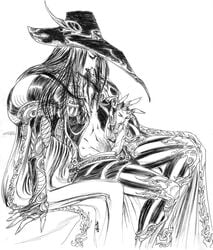 bishonen blowjob chocozell d_(vampire_hunter_d) handjob long_hair long_hair_male male_only monochrome penis sketch solo_male vampire_hunter_d