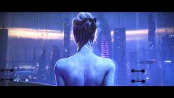 1girls 3d 3d_(artwork) alien alien_girl asari back_view bioware blue_body blue_skin fanart female female_only liara_t'soni mass_effect no_humans scales solo zizzero