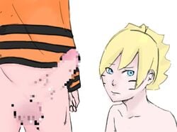 2boys age_difference balls before_sex blonde_hair blue_eyes boruto:_naruto_next_generations bottomless censored erection father_and_son gay incest kowa looking_at_viewer looking_away male male/male male_only naruto naruto_(series) no_panties no_pants older_male older_man_and_younger_boy pale-skinned_male pale_skin penis rape size_difference standing testicles topless uzumaki_boruto uzumaki_naruto whisker_markings whiskers white_background yaoi yellow_hair younger_male