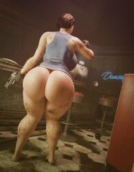 1girls 3d 3d_(artwork) ass big_ass big_butt capcom female female_only gun jill_valentine renö resident_evil solo solo_female