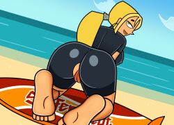 1girls ass bankaipacay big_ass big_breasts blonde_female blonde_hair breasts bridgette_(tdi) cartoon_network female female_only human light-skinned_female pussy solo solo_female solo_focus surfboard swimsuit teletoon torn_swimsuit total_drama_island wetsuit white_female