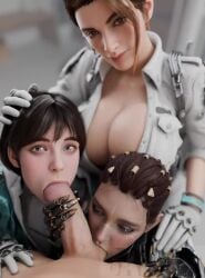 1boy 3d 3girls animated assisted_fellatio athletic_female ball_sucking batesz big_breasts big_penis bisexual_female blowjob cleavage cum cum_in_mouth cum_on_breasts cum_on_face curvy dark_hair encouragement eye_contact fellatio female foursome hailey_(the_first_descendant) hand_on_head human light-skinned_female light-skinned_male light_skin longer_than_30_seconds male male_pov multiple_girls nexon partial_male partially_clothed pov pushing_breasts_together rubbing_penis sharen_(the_first_descendant) sound sucking_penis the_first_descendant valby_(the_first_descendant) vertical_video video