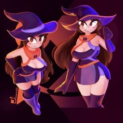 blush breasts brown_eyes brown_hair geometry_dash halloween josemadcastillo looking_at_viewer saragm