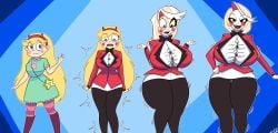 breast_expansion charlie_morningstar_(hazbin_hotel) exocomics hazbin_hotel identity_death resisting star_butterfly star_vs_the_forces_of_evil tagme transformation