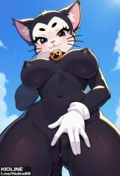 ai_generated big_breasts brawl_stars cat_ears catgirl civitai furry gloves kioline kit_(brawl_stars) low-angle_view pussy rule_63 wide_hips