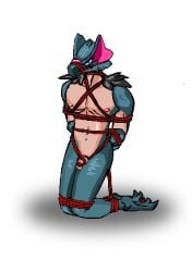 alpha_channel anthro arms_tied balls blue_eyes bondage bound capcom dead_pixel digital_media_(artwork) dusk_prowler feathers fffffaaaaa1 flaccid flying_wyvern gag genital_rope genitals hands_behind_back hi_res kivuli_(regalbuster) kneeling legs_tied male male_anthro male_focus monster_hunter mouth_closed mythological_creature mythological_scalie mythology nargacuga nipples penis penis_rope pixel_(artwork) pixelated prowler_(game) restraints rope rope_bondage rope_gag scalie solo source_removed transparent_background