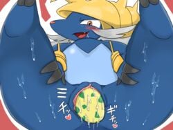 anthro blush denbukuro egg egg_laying female feral nintendo pokémon_(species) pokemon pokemon_bw pussy samurott solo video_games