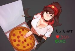 1futa big_breasts big_penis blush breasts brown_eyes brown_hair clothed clothing culinary_masters_series embarrassed erection flashing flashing_penis food_play futa_only futanari highres holding_pizza_box huge_breasts human large_penis league_of_legends light-skinned_futanari light_skin long_gloves long_hair looking_at_viewer looking_up looking_up_at_viewer mostly_clothed penis penis_on_pizza penis_out penis_out_of_pants pepperoni_pizza pizza pizza_box pizza_delivery pizza_delivery_sivir ponytail presenting presenting_penis riot_games sausage_pizza semi-erect simple_background sivir solo standing tagme top_down top_down_view twitter_vote_targets very_long_hair visor_cap yummi_bunny